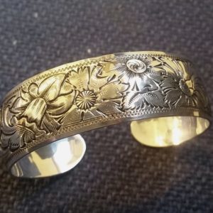 floral pattern on cuff bracelet